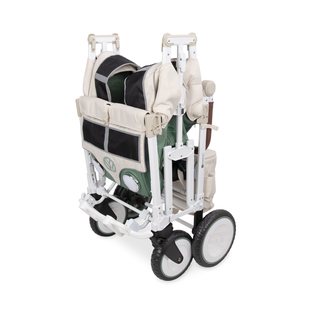 Retro VW bus stroller wagon for four in Sage Green, WonderFold VW4 Pro special edition