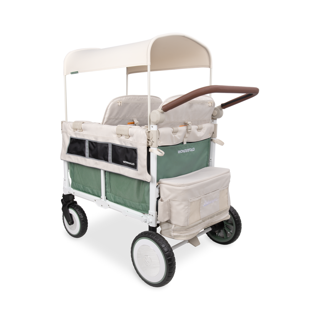 WonderFold Sage Green VW4 Pro quad wagon stroller, Volkswagen special edition 4 seater