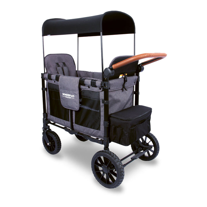 w2 gray luxe push stroller wagon for 2 by wonderfold