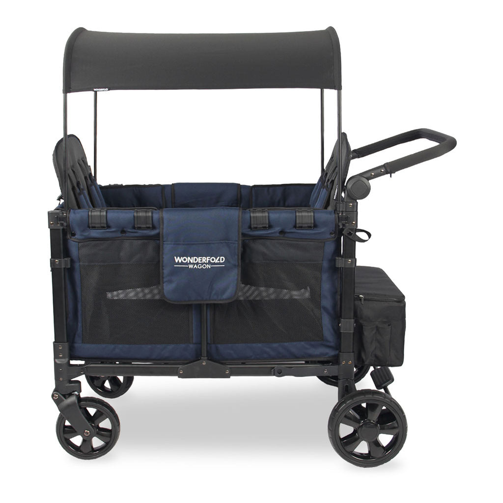 navy blue four seated push wagon for baby transport