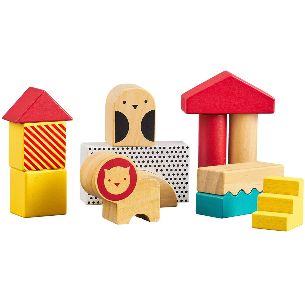 petit collage animal city building blocks multicolor