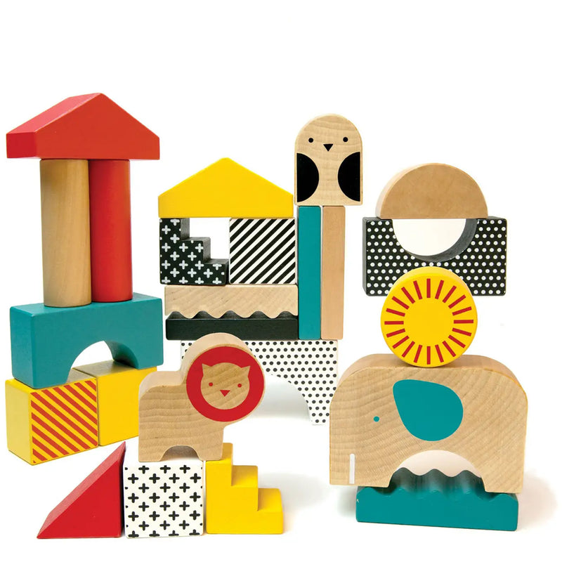 petite collage animal town building blocks multicolor