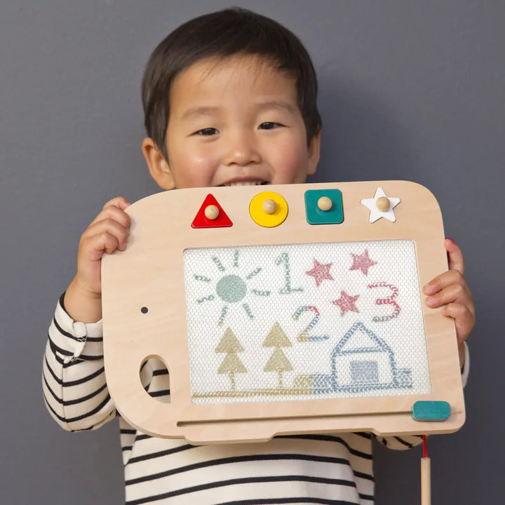 Petit Collage Wooden Elephant Magic Drawing Board lifestyle for kids 3+