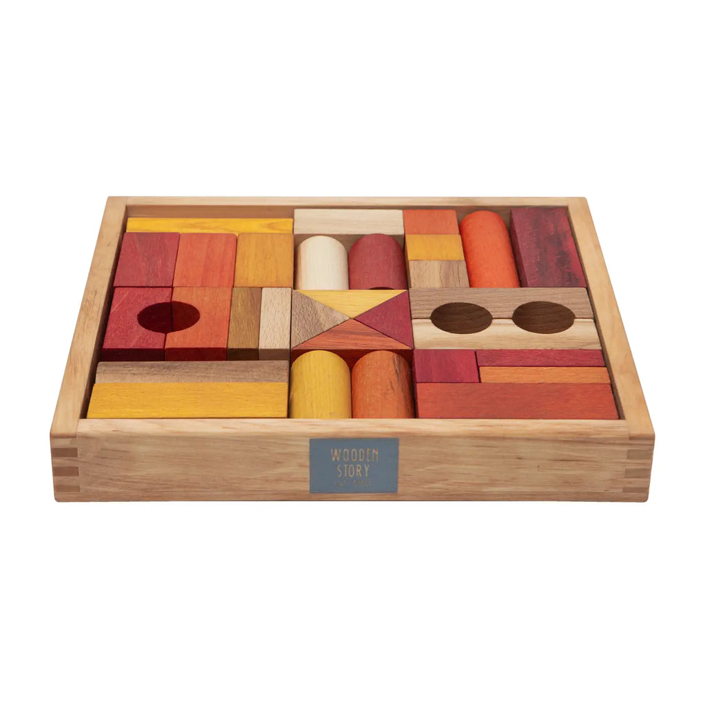 Wooden Story Wooden Building Blocks in a Tray