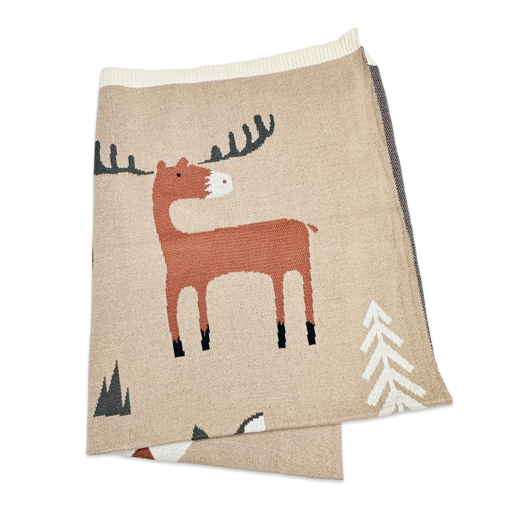 Viverano Organics Jacquard Sweater Knit Baby Blanket in Woodland Bear