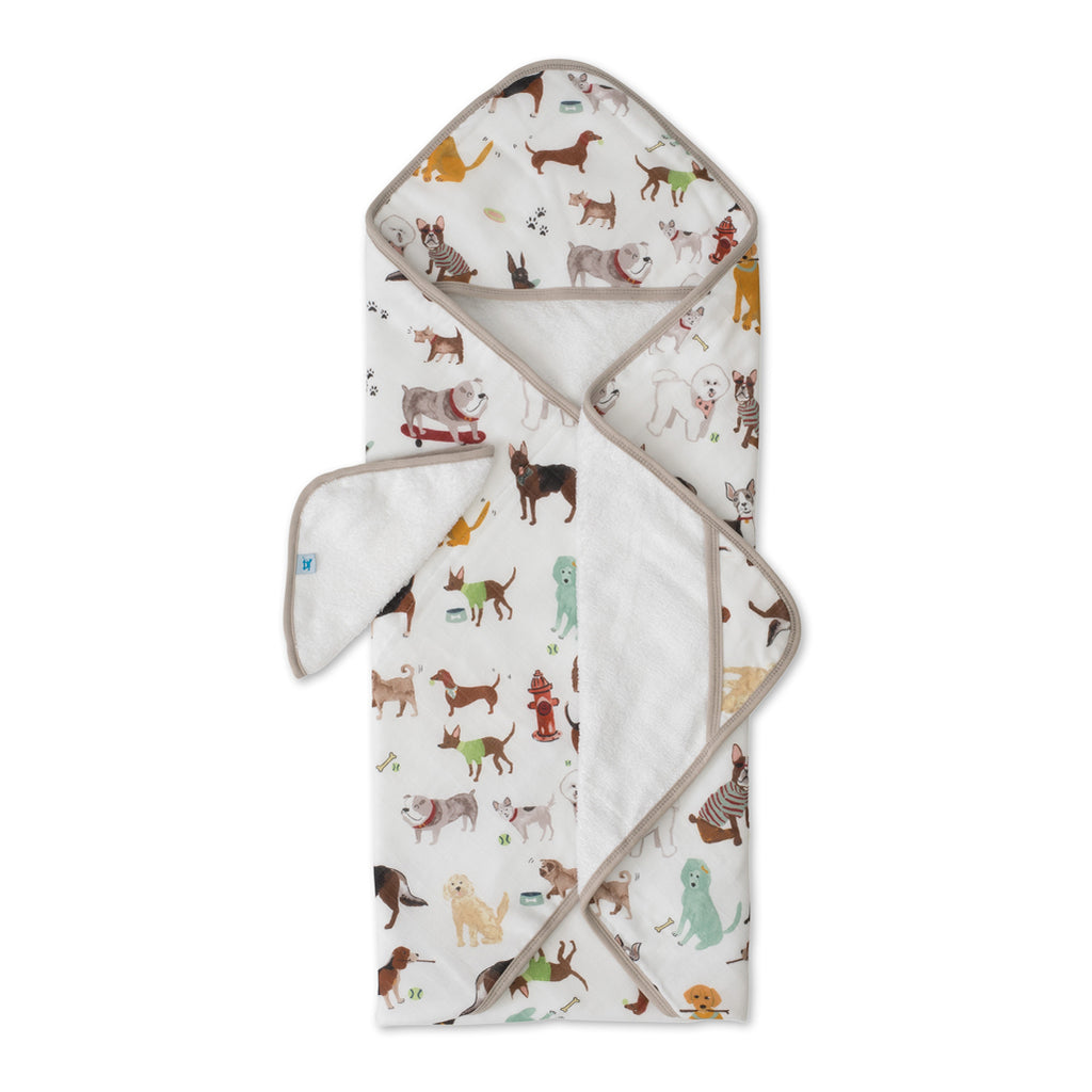 toddler hooded bath towel summer puppy pattern by little unicorn