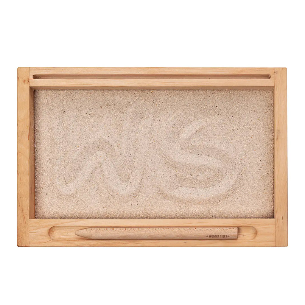 wooden story montessori sand tray for writing