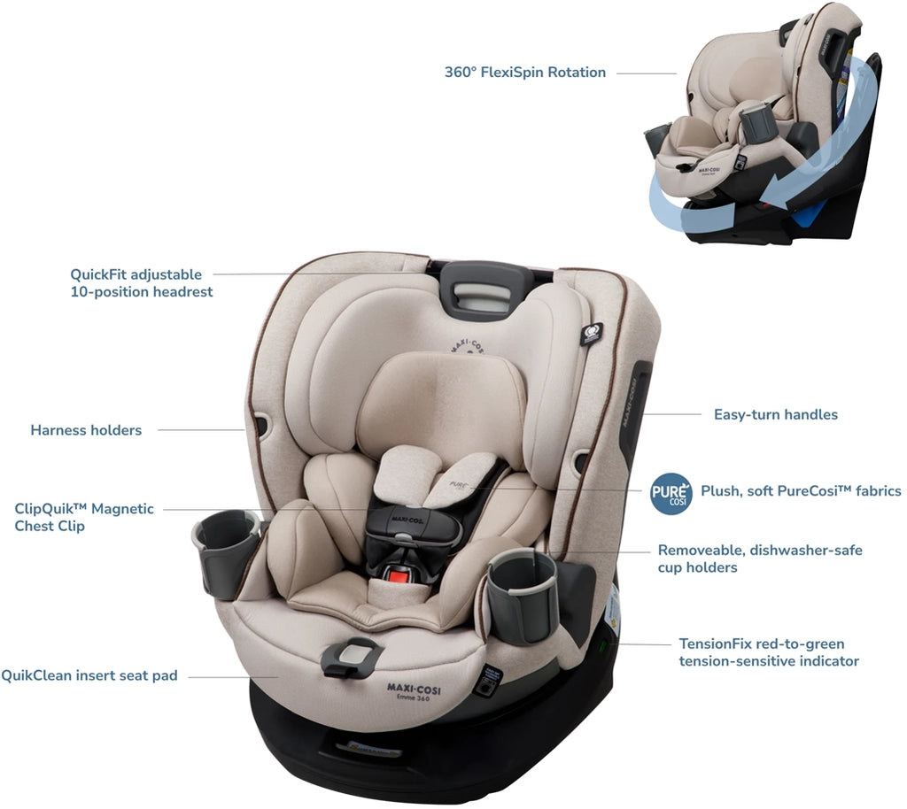 maxi-cosi emme rotating car seat features