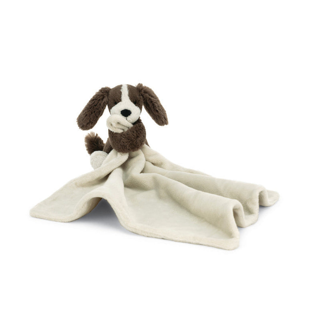 Jellycat Bashful Fudge Puppy Soother Children's Stuffed Animal Toy brown and white