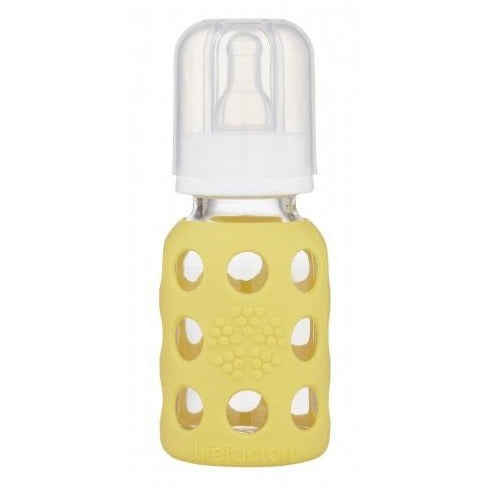 Life Factory yellow 4 ounce glass bottles baby
