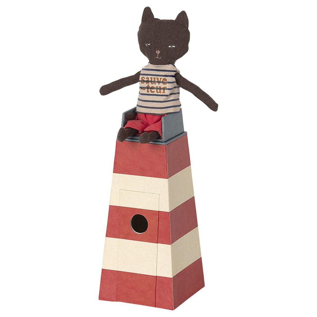 lifestyle_1, Maileg Sauveteur Cat in Tower Children's Pretend Play Doll Toy Set nautical stripe
