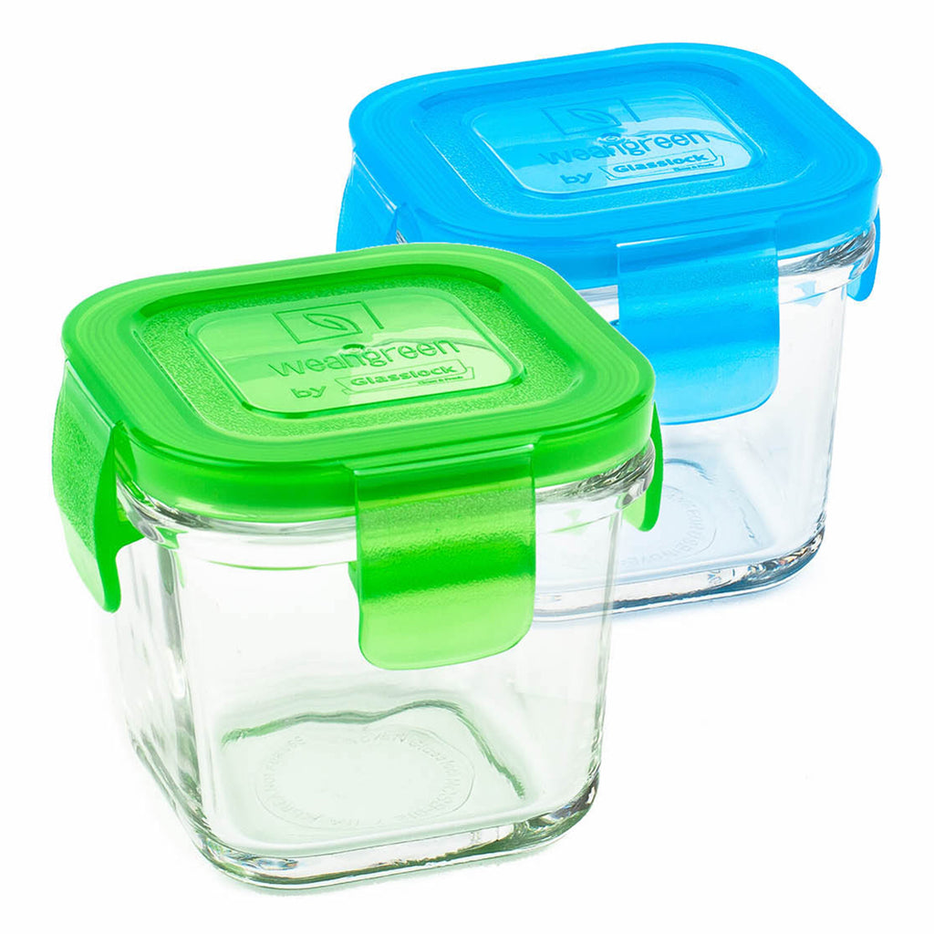 Wean Green Blueberry/Pea Cubes Reusable Food Storage Container Set blue green