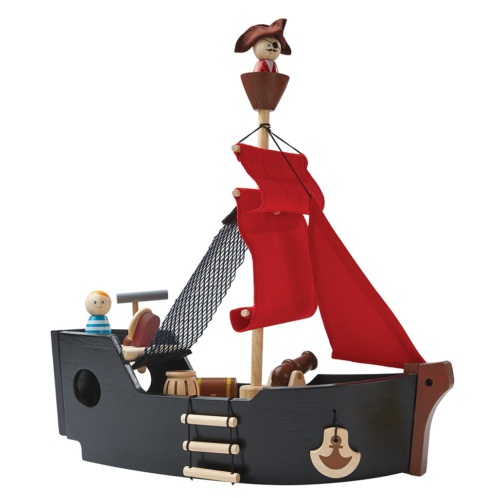 PlanToys Pirate Ship Wooden Toy Figure Playset 