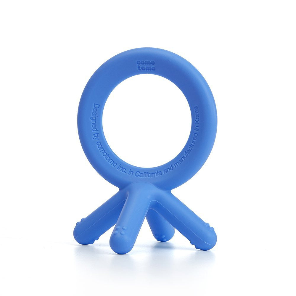 Comotomo baby teether in blue for soothing teething gums