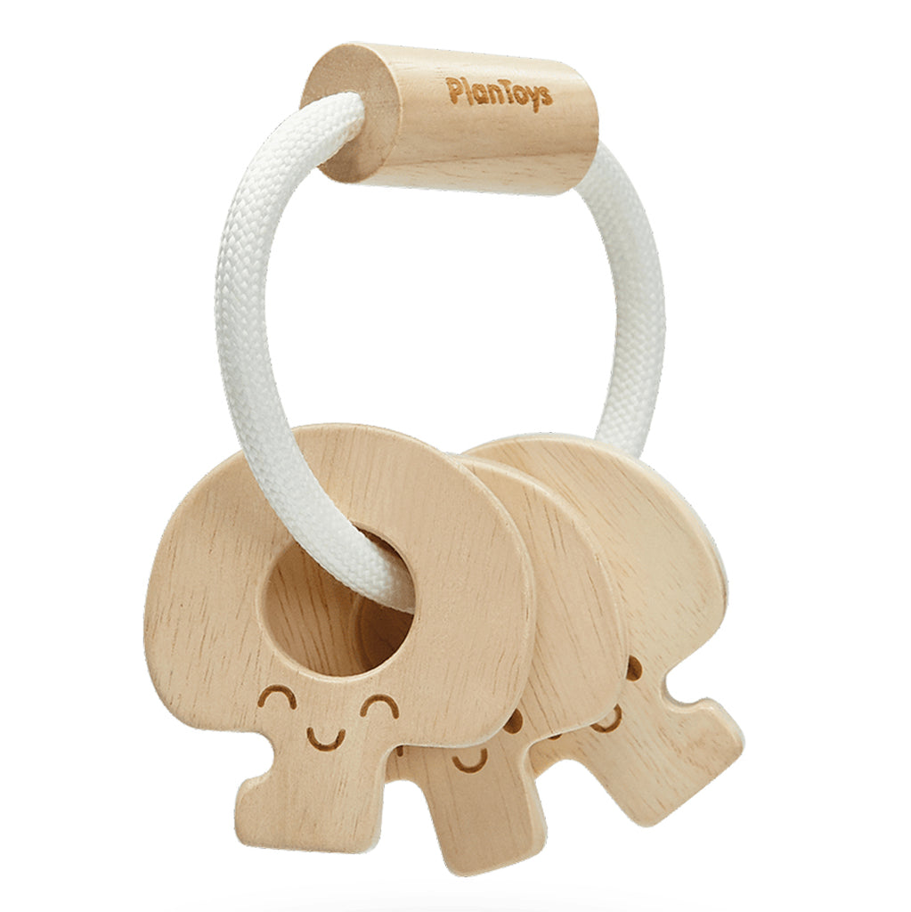 Plan Toys Natural Baby Key Rattle Infant Wooden Activity Toy beige