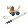 lifestyle_1, Plan Toys Push & Pull Puppy Children's Wooden Activity Toy blue wheels brown ears