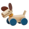 lifestyle_3, Plan Toys Push & Pull Puppy Children's Wooden Activity Toy blue wheels brown ears