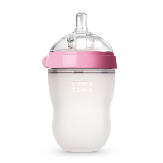 Pink Comotomo baby bottle for infants and toddlers