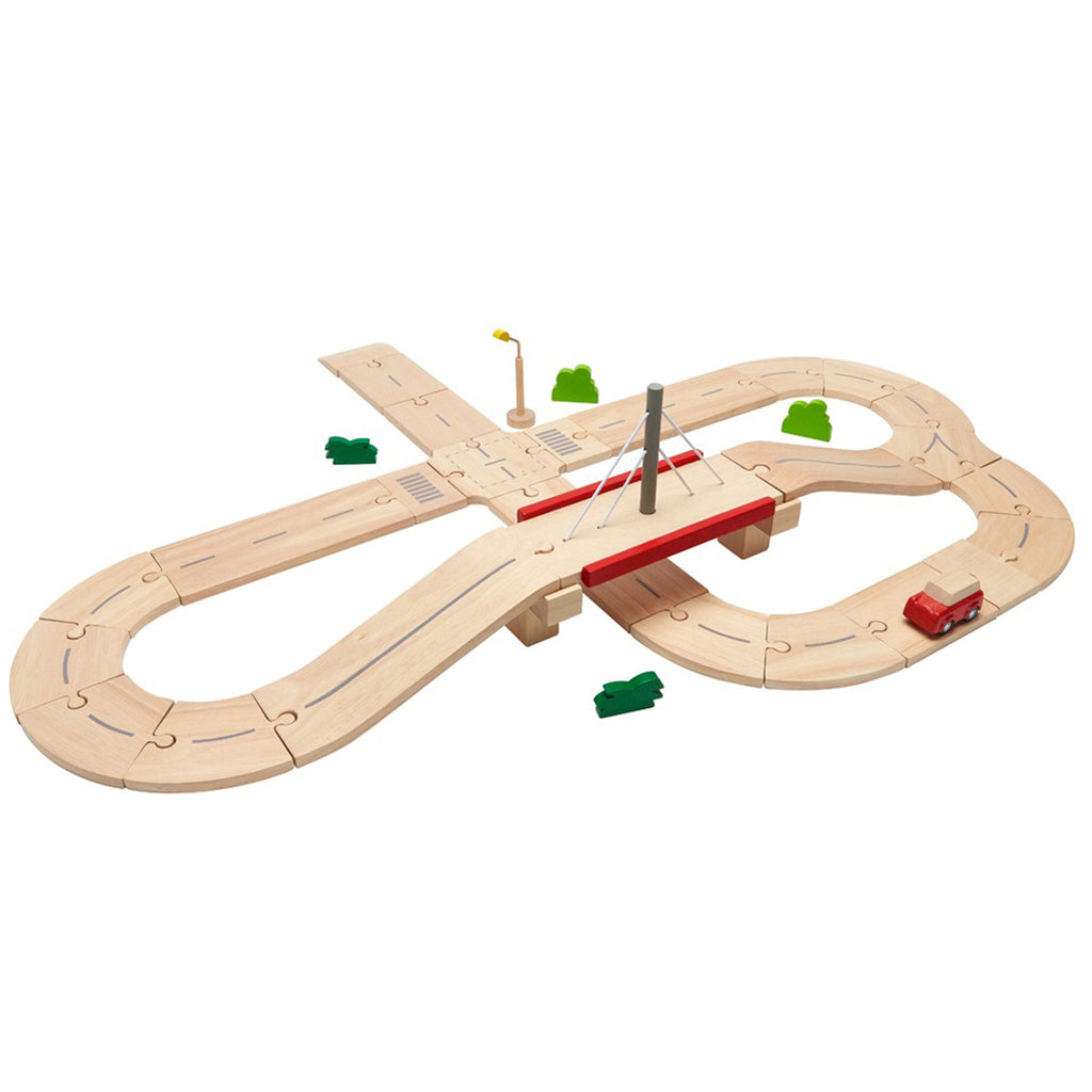 lifestyle_1, Plan Toys Road System Children's Wooden Toy Track Set