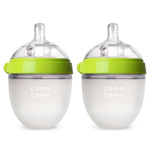 Green Comotomo silicone baby bottles 5oz for infants