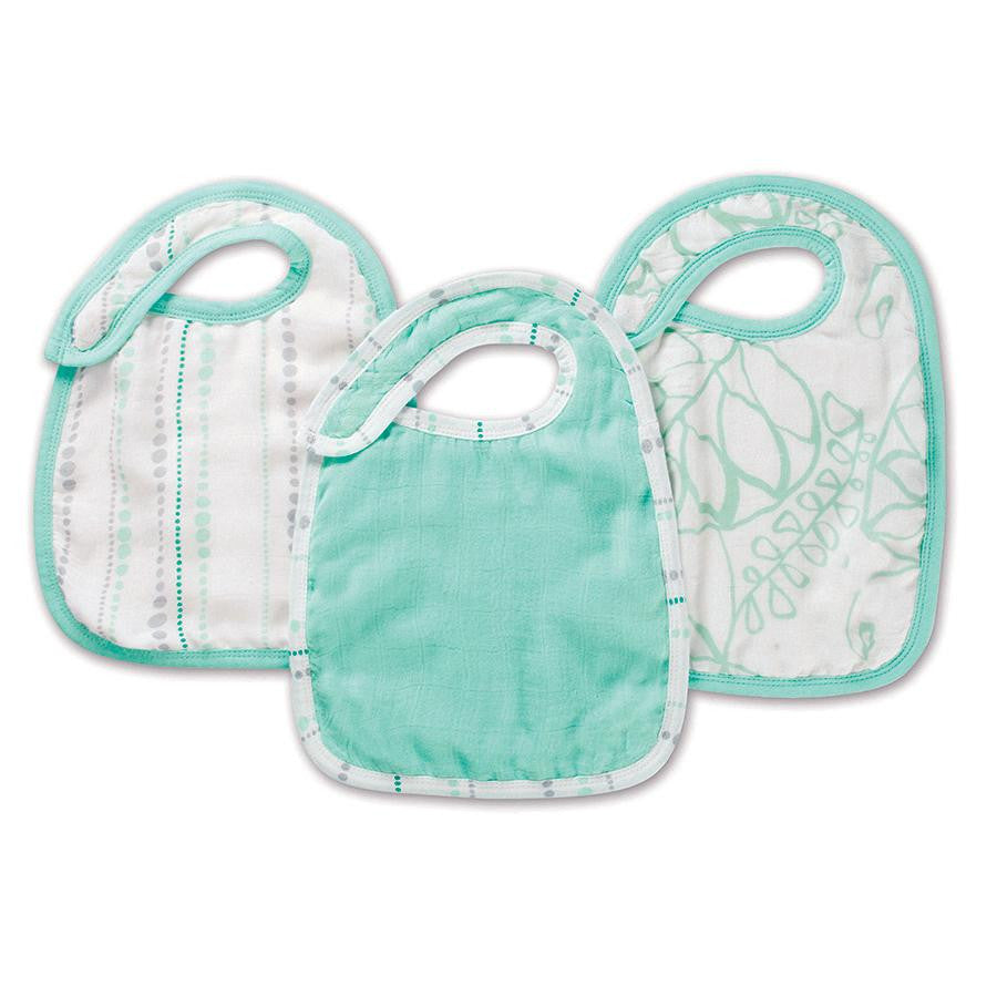 aden + anais muslin Silky Soft Snap Baby Bib in azure blue 