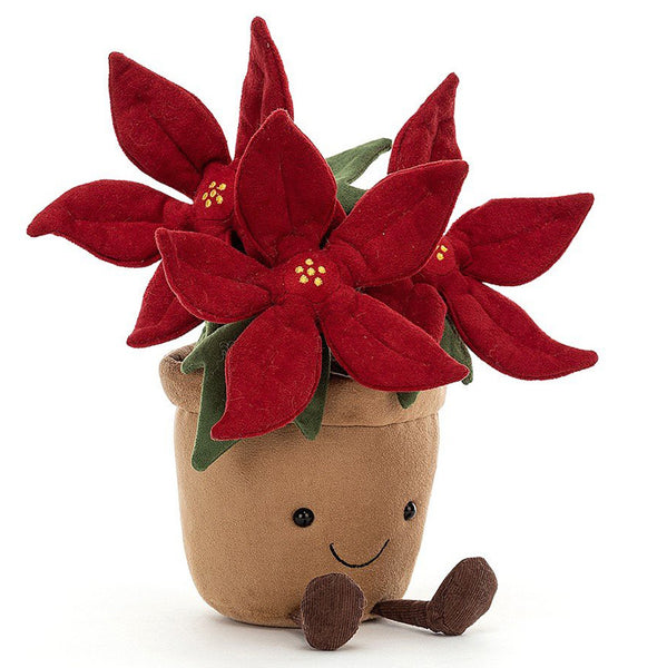 Jellycat Amuseable red Poinsetta childrens Stuffed plant Toy holiday and xmas flower plant 
