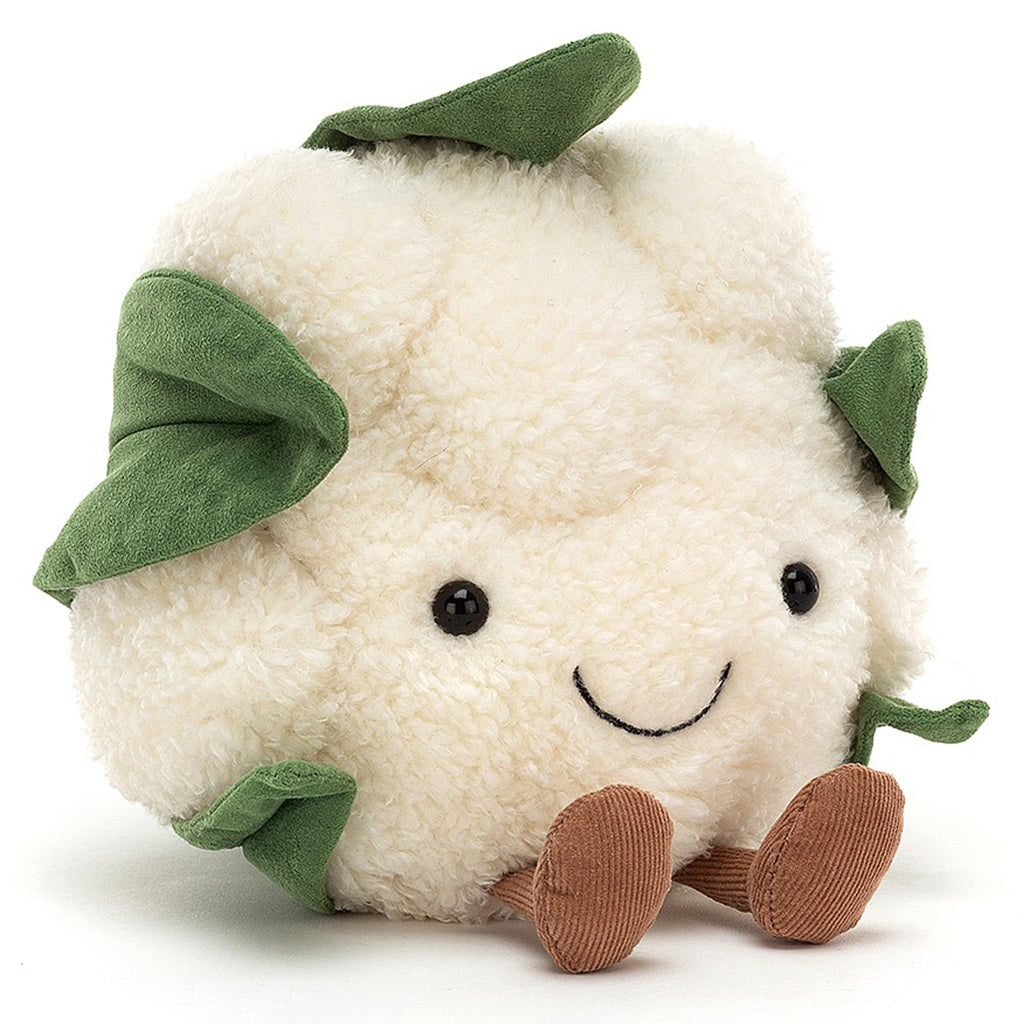 Jellycat Cauliflower Amuseables Children's Stuffed Animal & Character Toys white puffs green leaves