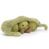 Jellycat Amuseable Pea In A Pod Children's Plush Stuffed Animal Toy green brown