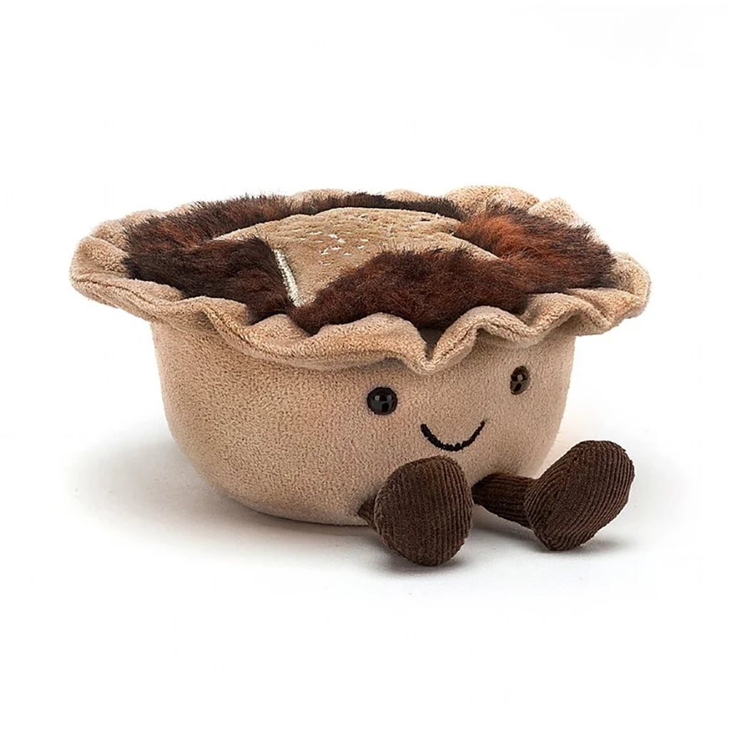 Jellycat Amuseable Mince Pie Children's Baked Goods Stuffed Toy. Light brown with dark brown accents. 