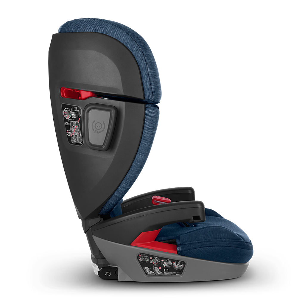 Side of UPPAbaby ALTA Noa navy blue booster seats