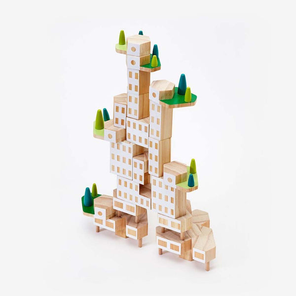 Areaware Garden City Blockitecture Mega Wooden City Blocks for Kids white and green