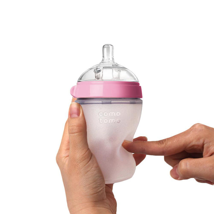 Comotomo 5oz pink anti-colic bottles 4-pack for natural feeding
