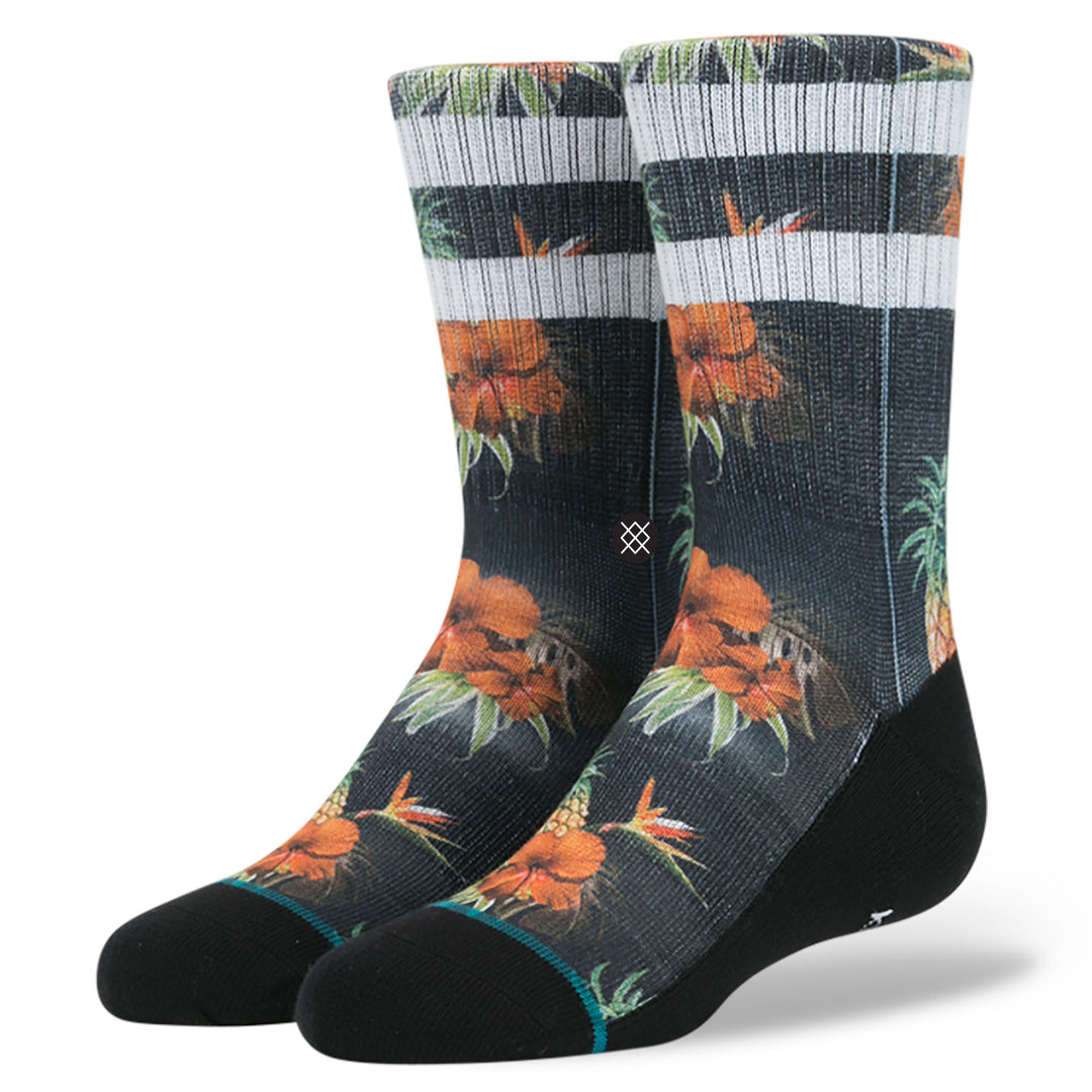 Stance Classic Toddler Boys Socks pattern pina floral black white orange 