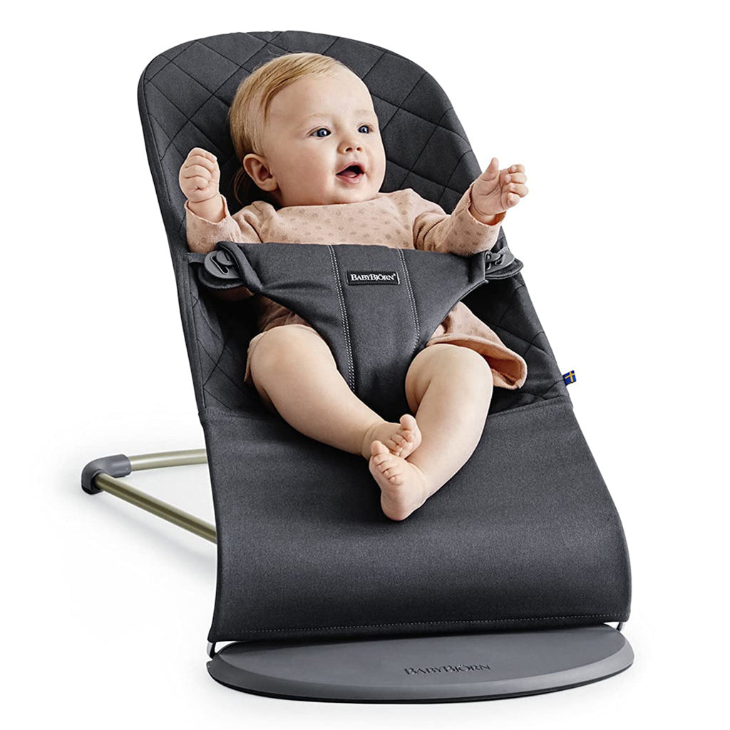 lifestyle_1, BabyBjorn Grey Pinstripe Quilted Bliss Baby Bouncer Lounger Rocker dark 