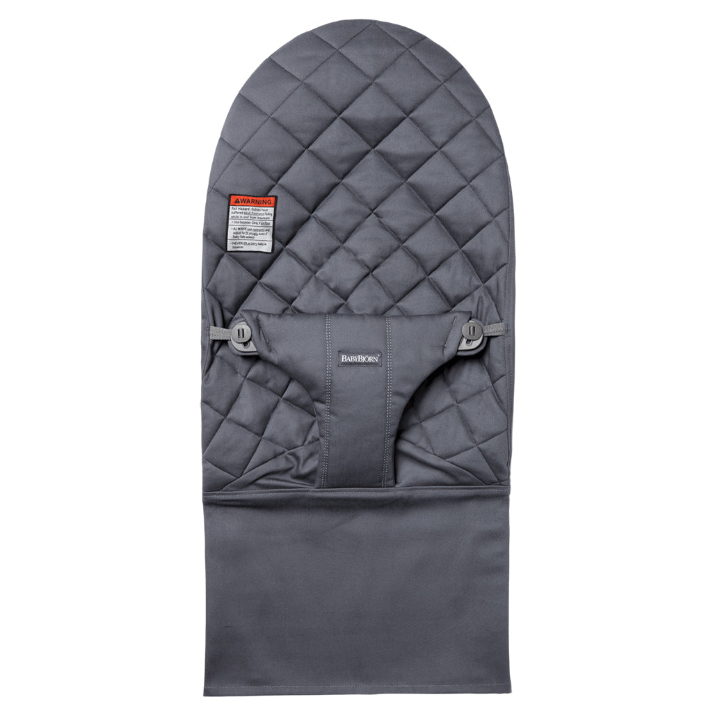 BabyBjorn bouncer for baby, with  Extra Fabric Seat Cover dark grey