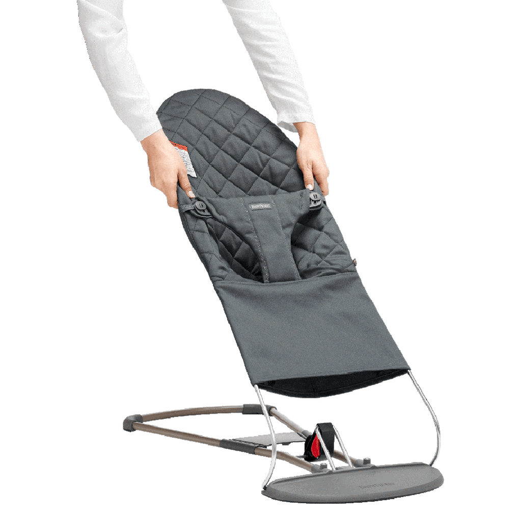 Dark Grey BabyBjorn Anthracite Cotton Extra Fabric Seat Cover on Bouncer