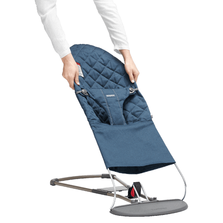 Outlet BabyBjorn Midnight Blue Cotton Fabric Seat Cover for Bouncer all over dark blue fabric silver frame