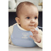 Baby Using Babybjorn Soft Feeding Bib Set in Blue