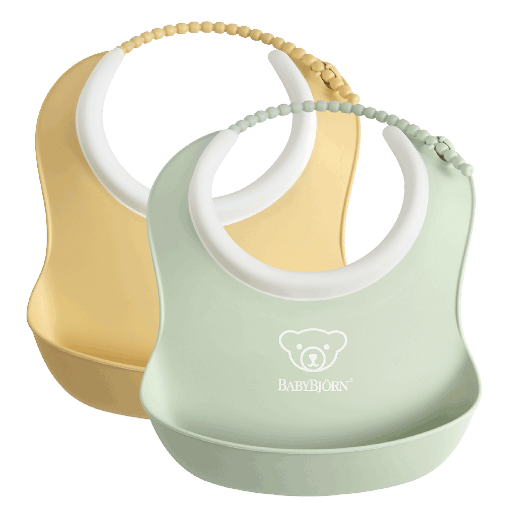 Open Box BabyBjorn BPAFree Baby Small Soft Bib 2Pack Set Hazel & Fawn