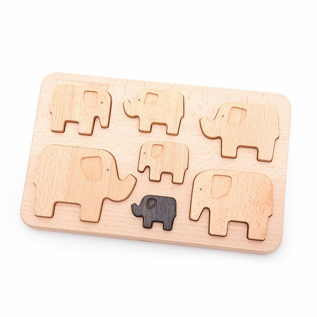 BAJO Natural Wood Elephant Puzzle Children's Wooden Sorting Toy