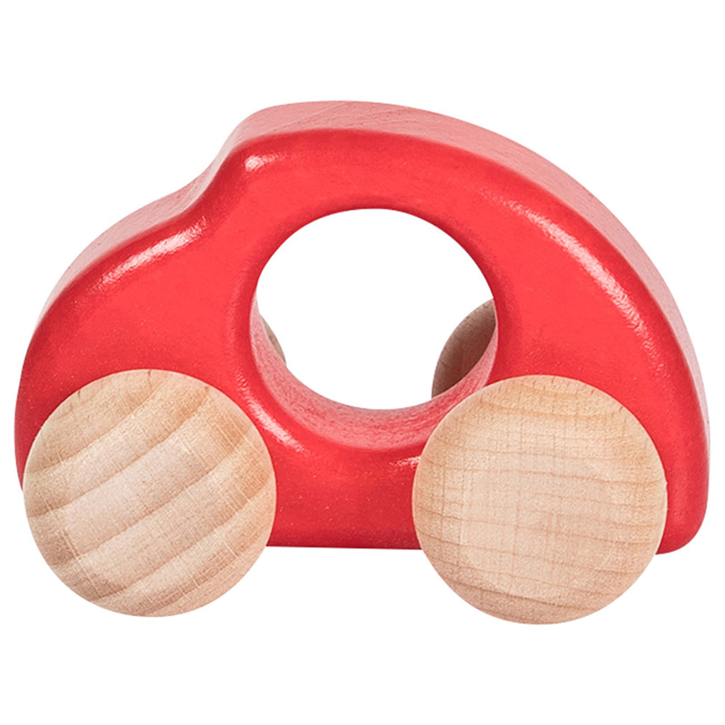 BAJO red toy car, crafted for kids with eco-friendly materials.