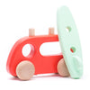 BAJO Red Camper with Surfboard Wooden toddler toys