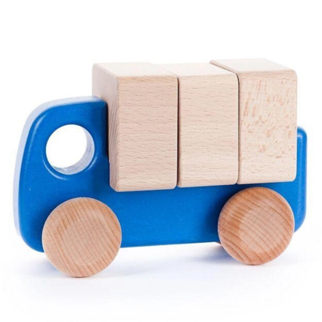 Teal blue toddler car by BAJO, perfect for pretend play.