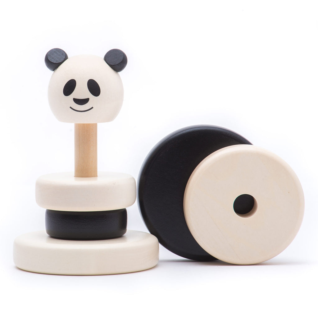 Unstacked BAJO Panda Pyramid Stacker Children's Wooden Toy