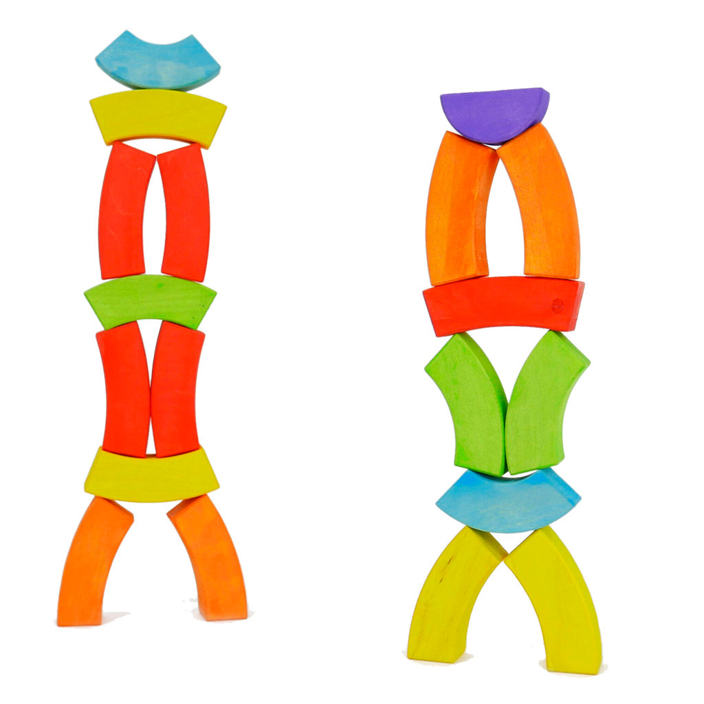 BAJO Rainbow Blocks Children's Wooden Toy Set Stacking Options