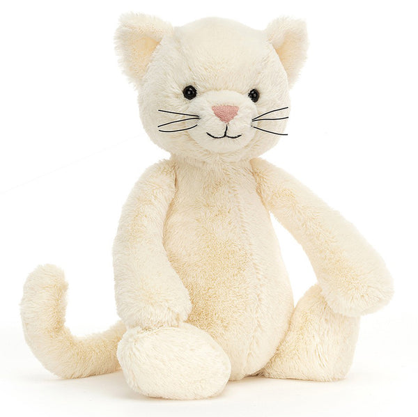 Jellycat Medium Cream Kitten Bashful Children's Stuffed Animal Toy off-white