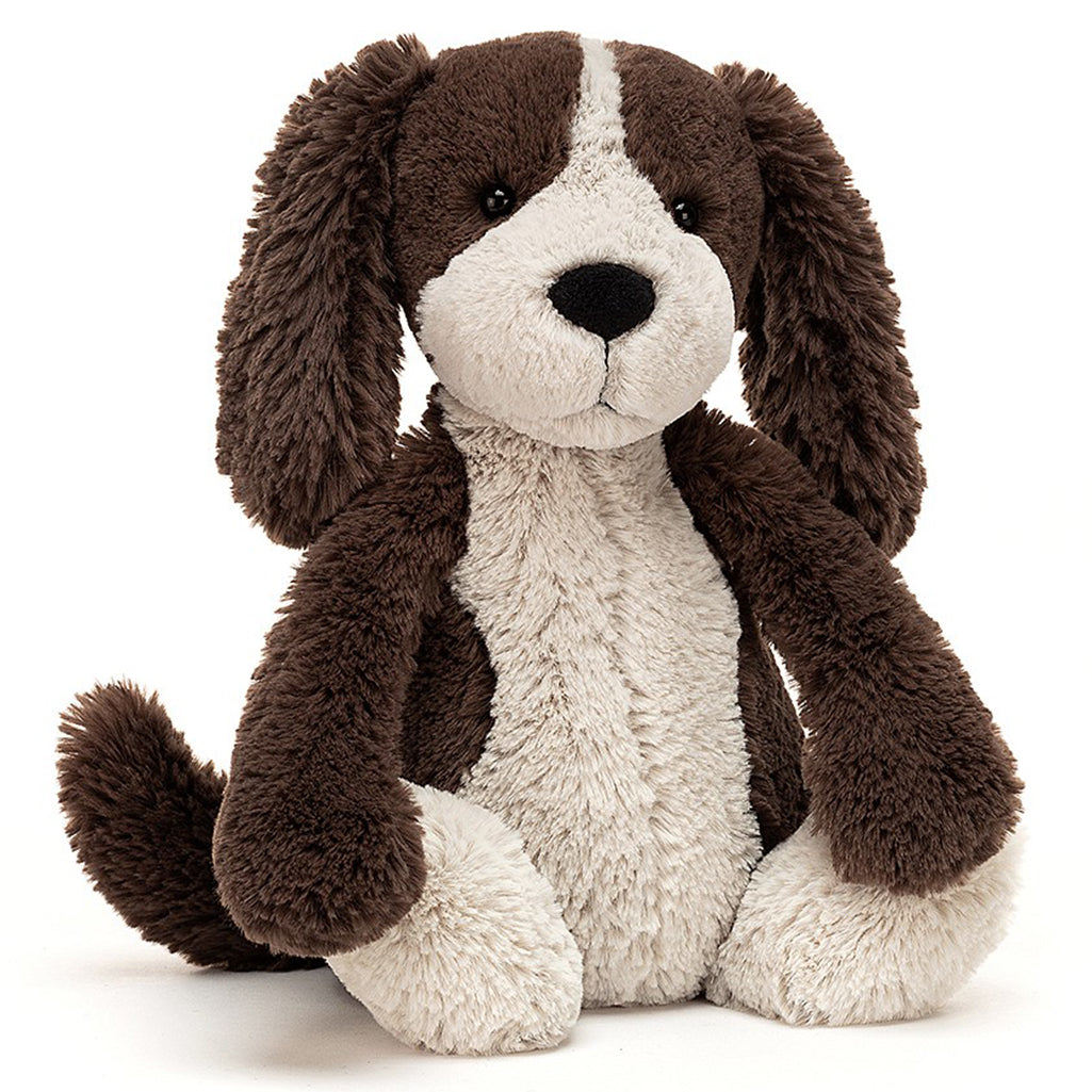 Jellycat Fudge Puppy Bashful Stuffed Animal  cream dark brown