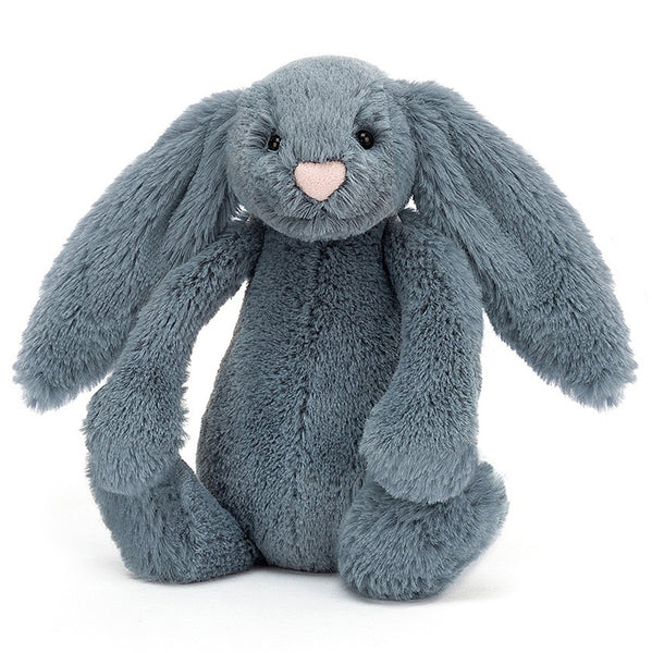 Jellycat Dusky Blue Bunny Medium Bashful Children's Stuffed Animal Toy slate