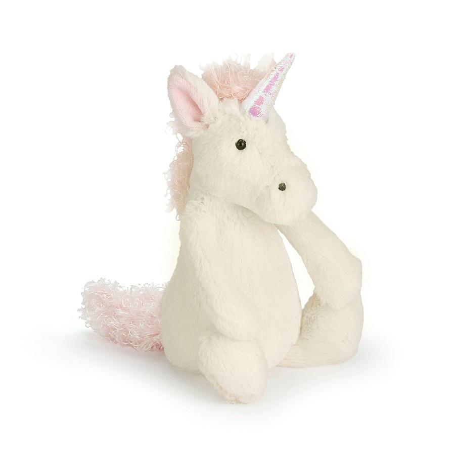 Jellycat Unicorn Small Bashful Children's Stuffed Animal Toys unicorn white shimmery pink horn mane hair