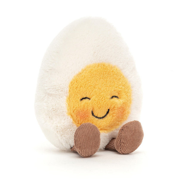 Jellycat Blushing Boiled Egg Children's Stuffed Figure Toys white and yellow with brown feet